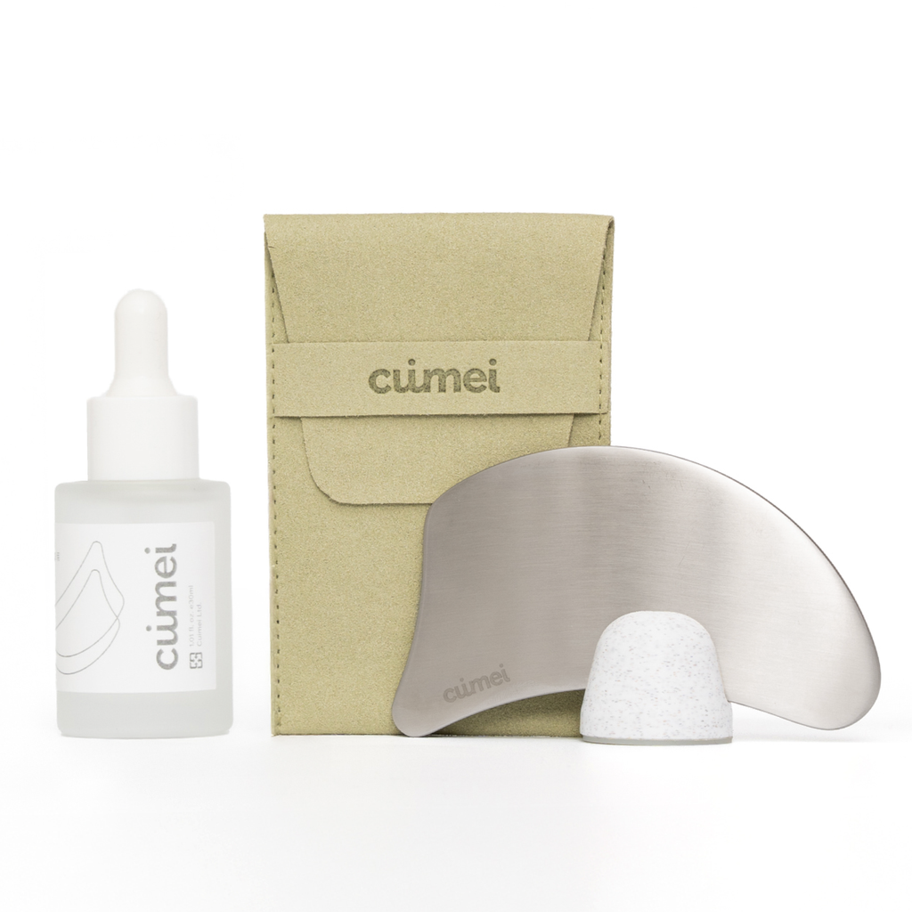 SHUHU: Stainless facial massager Gua Sha - Travel Set