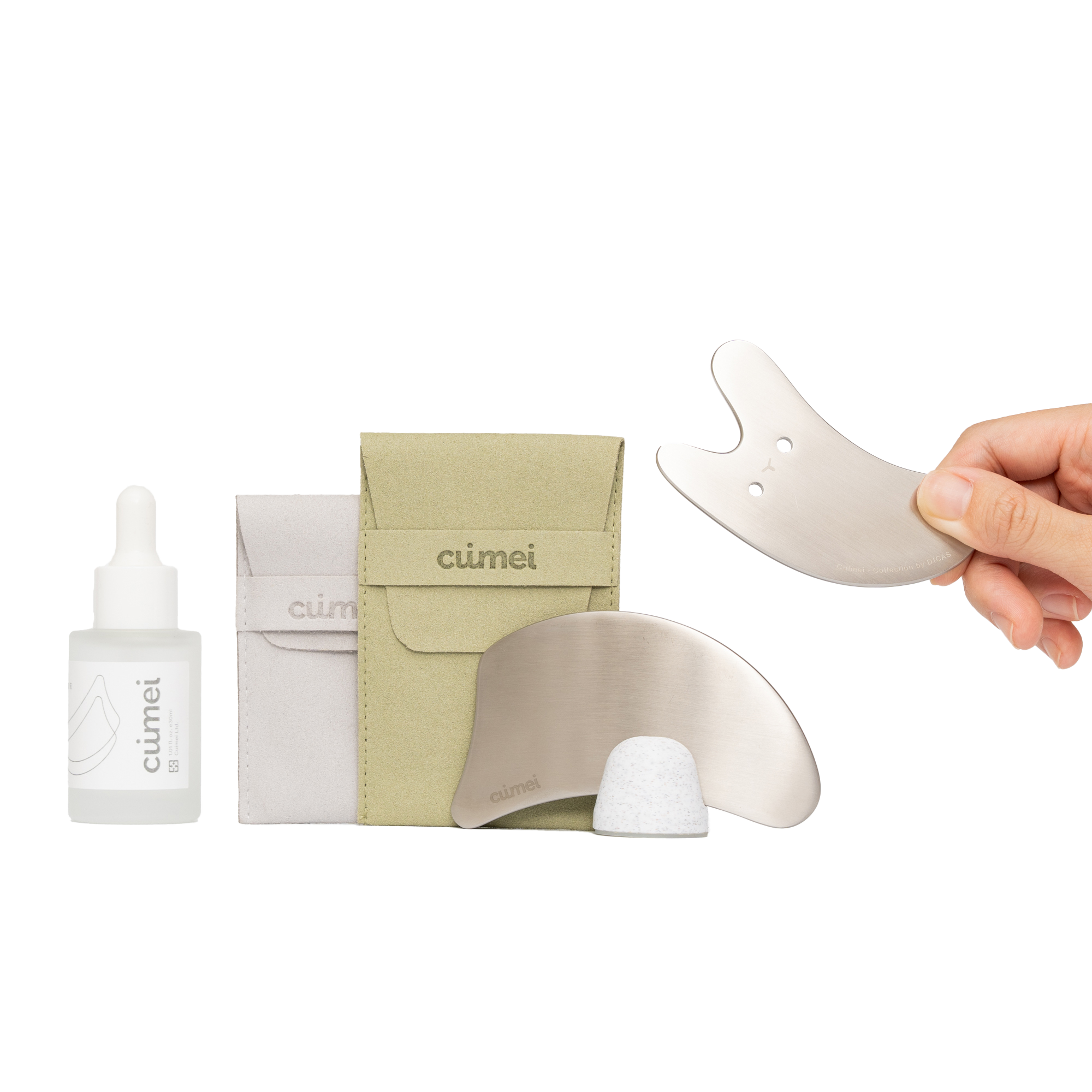 Stainless facial massager Gua Sha - DUO (Bunny+SHUHU)